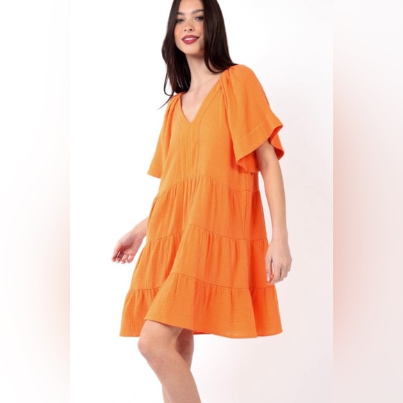 Babydoll Tiered Flare Dress 🧡 💚 - Picture 3 of 7